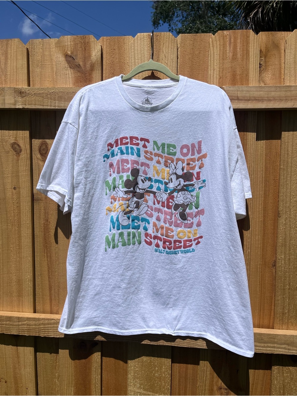 Disney White Short Sleeve 'Meet Me on Main Street' Mickey & Minnie Graphic Tee